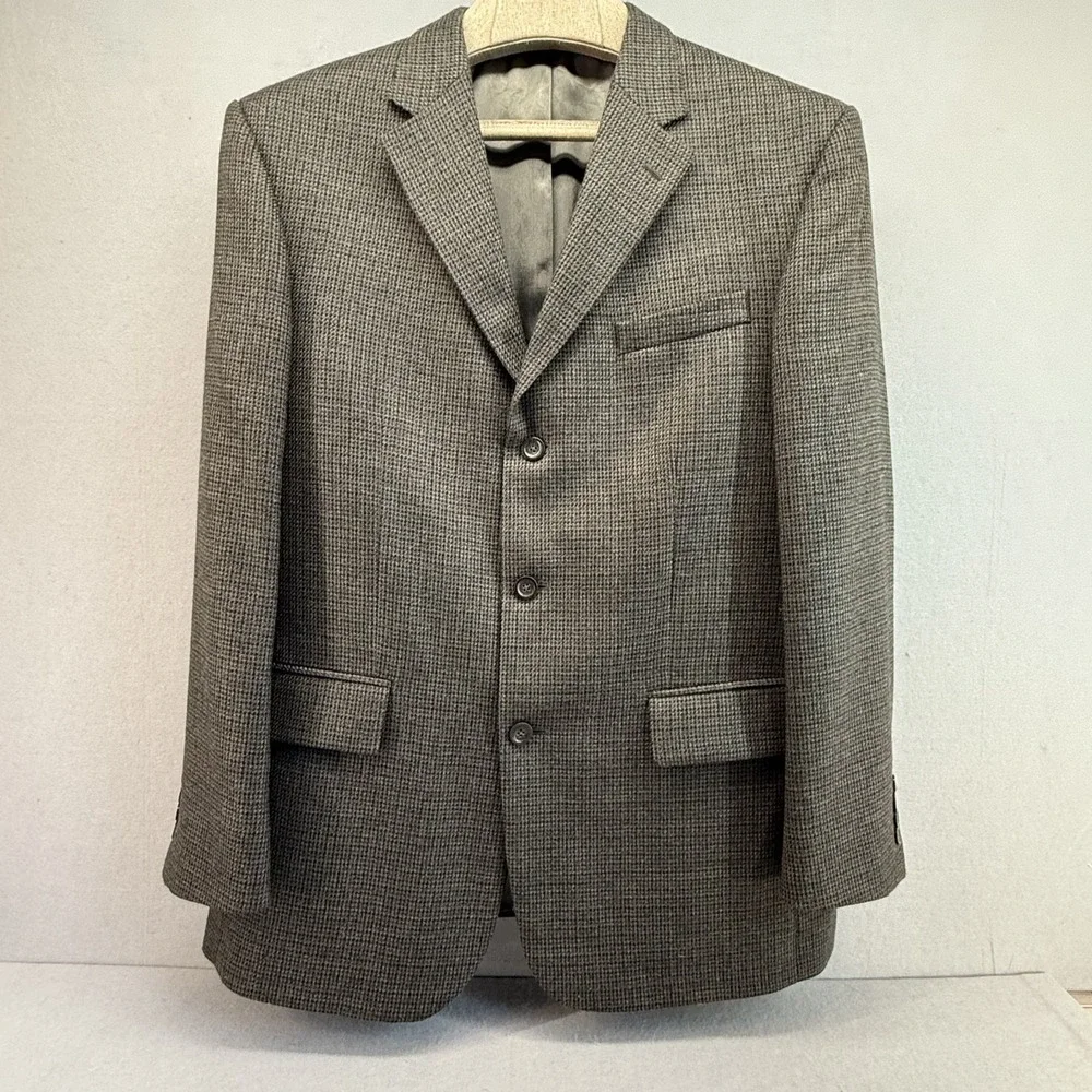 Oscar de la Renta Blazer Mens 44R 100% Lambswool Sport Coat Houndstooth Jacket‎